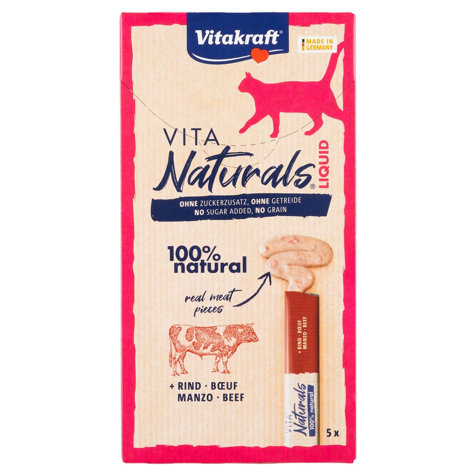 Vitakraft Vita Naturals krémová pochoutka s kousky masa 5 x 15g (75g)