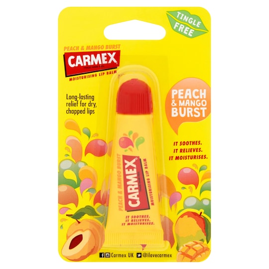Carmex Moisturising Lip Balm Peach & Mango Burst 10G Tesco Groceries