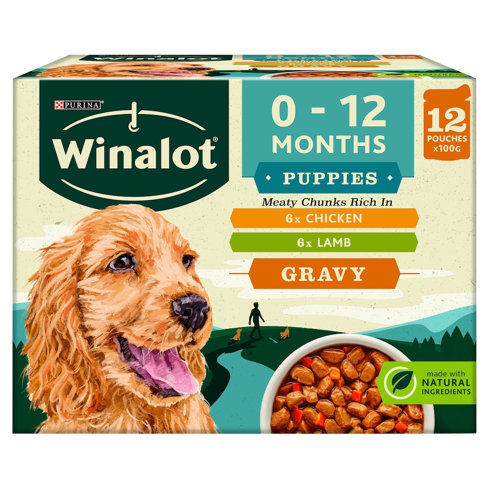 image 1 of Winalot Puppy Wet Dog Food Pouches In Gravy 12X100g