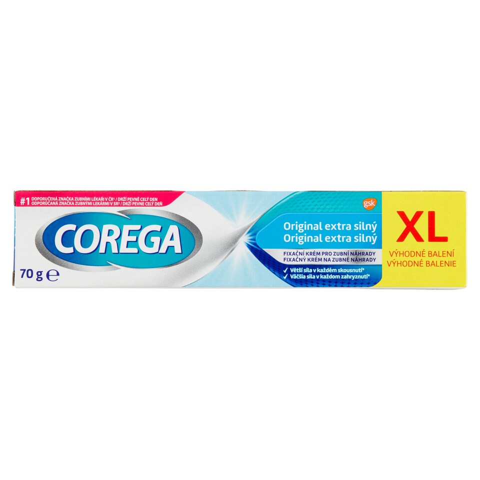 Obrázek 1 pro produkt Corega Fixační krém Original XL extra silný pro pevnou fixaci zubní náhrady, 70g