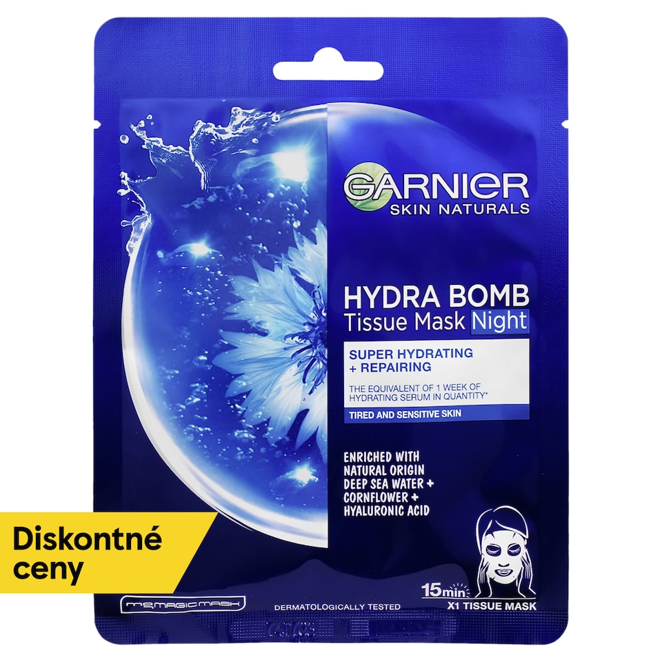 Garnier Skin Naturals nočná regeneračná textilná maska, 28 g