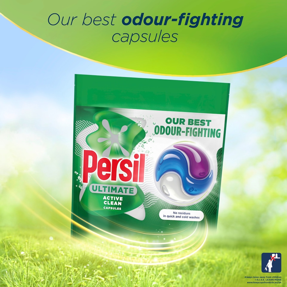 image 1 of Persil Ultimate Active Clean Laundry Washing Detergent Capsules 44 Washes 928g