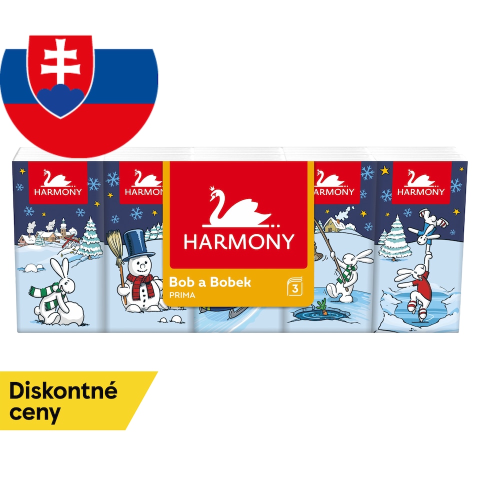 obrázok 1 z Harmony Bob a Bobek Soft Prima papierové vreckovky 3 vrstvy 10 x 10 ks