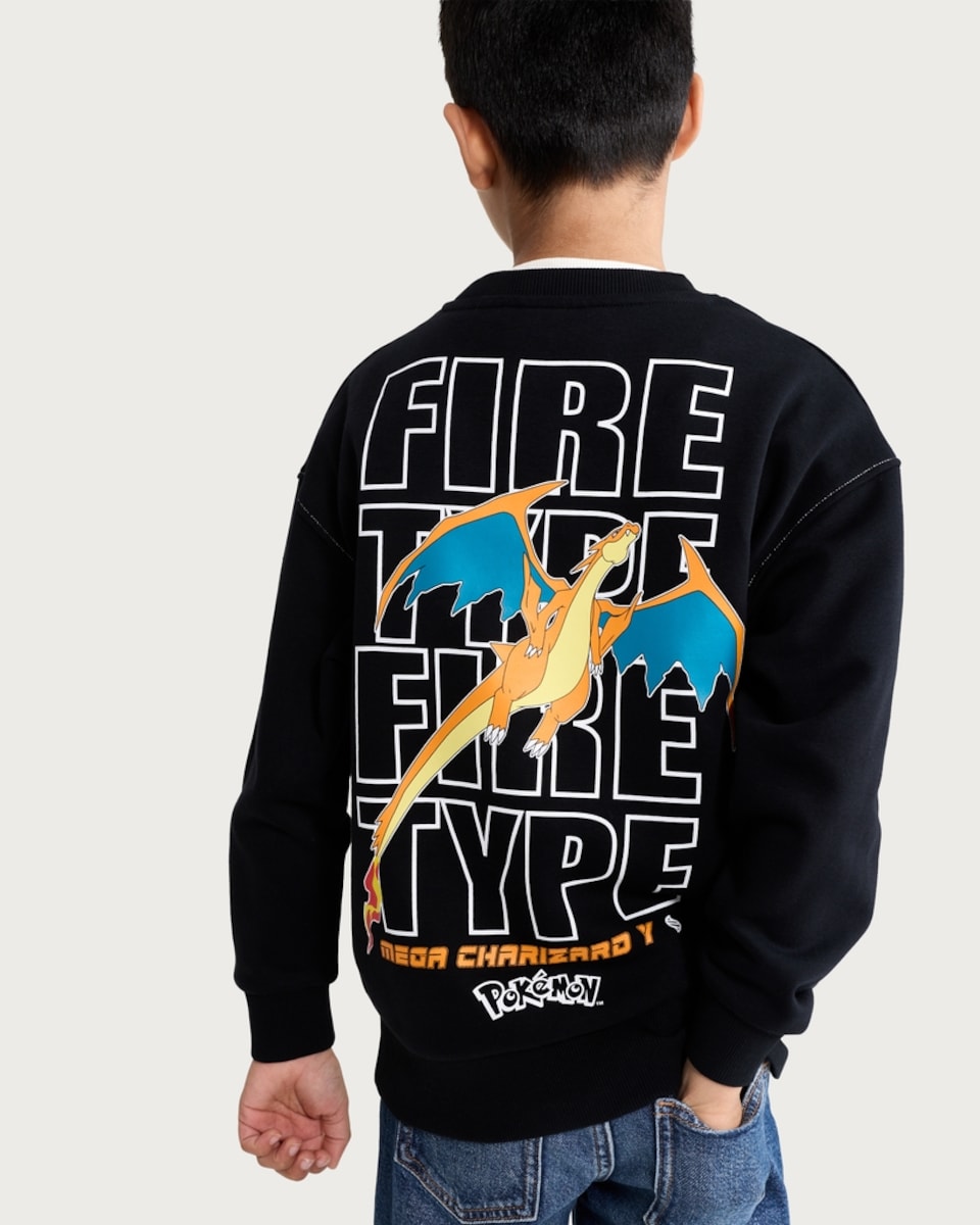 image 1 of Pokémon Cotton Rich Poké Ball Sweatshirt in Black