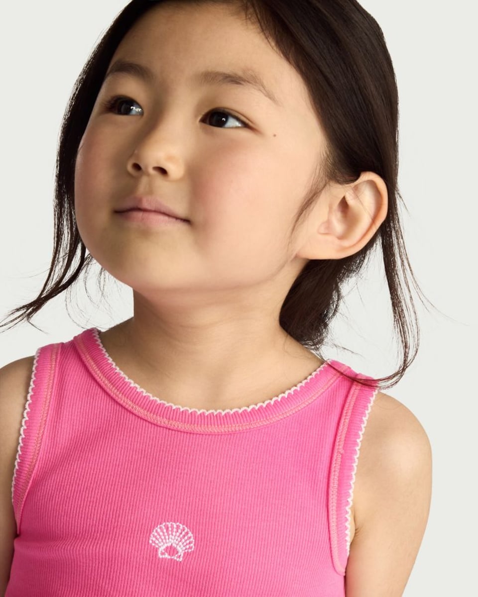 image 1 of F&F Girls 2-Pack Cotton Rich Ribbed Vest Tops in Multi Pink