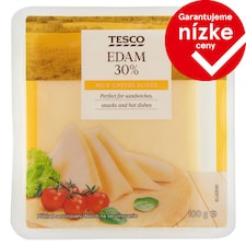 Tesco Polotvrdý zrejúci polotučný syr plátky 30% 100 g