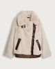 image 4 of F&F Faux Fur Aviator Jacket in Cream