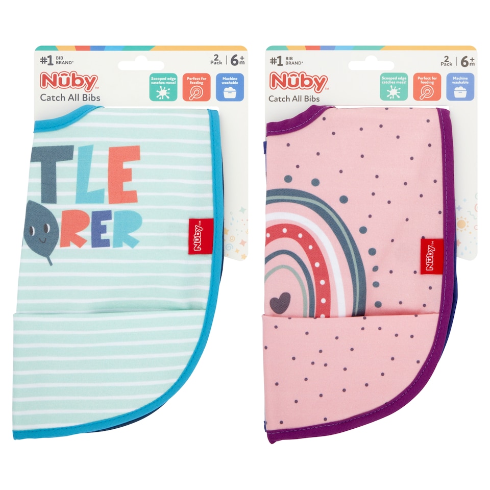 image 1 of Nuby Catch All Bibs 2 Pack