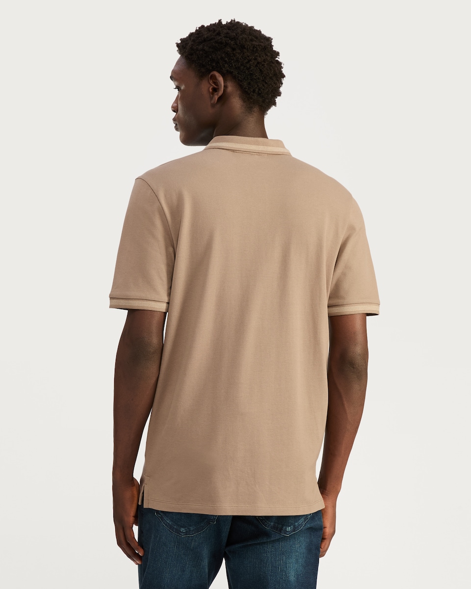 image 1 of F&F Cotton Rich Regular Fit Short Sleeved Polo Shirt in Brown