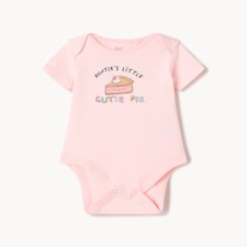 F&F Baby Pure Cotton Auntie's Little Cutie Pie Bodysuit in Pink