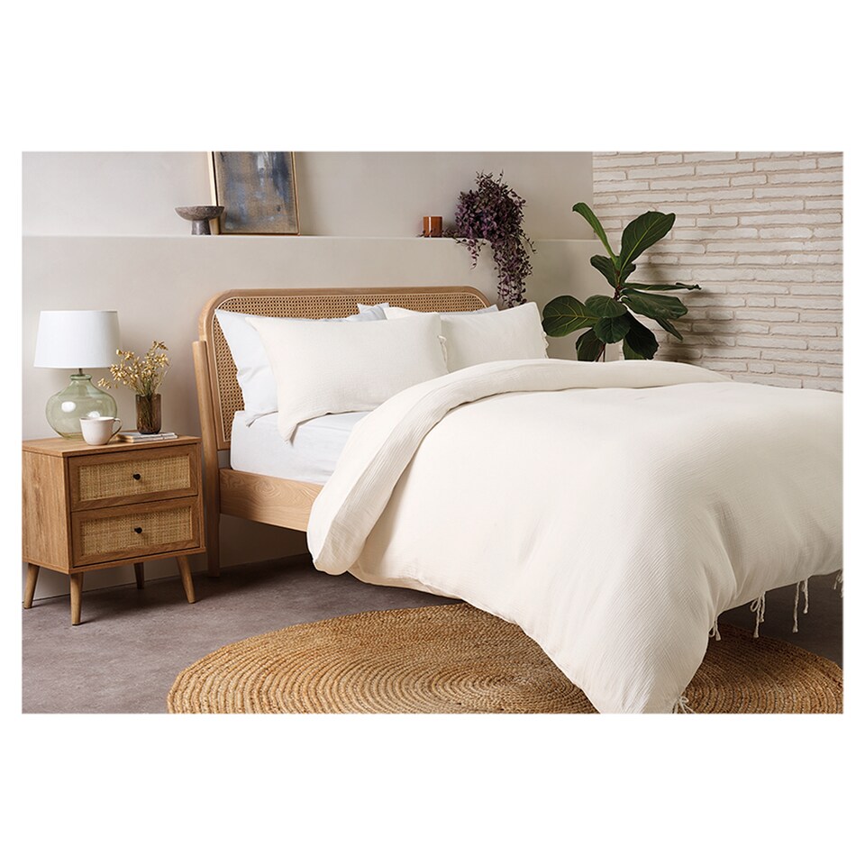 F&F Home Muslin Ivory Duvet Set Super King