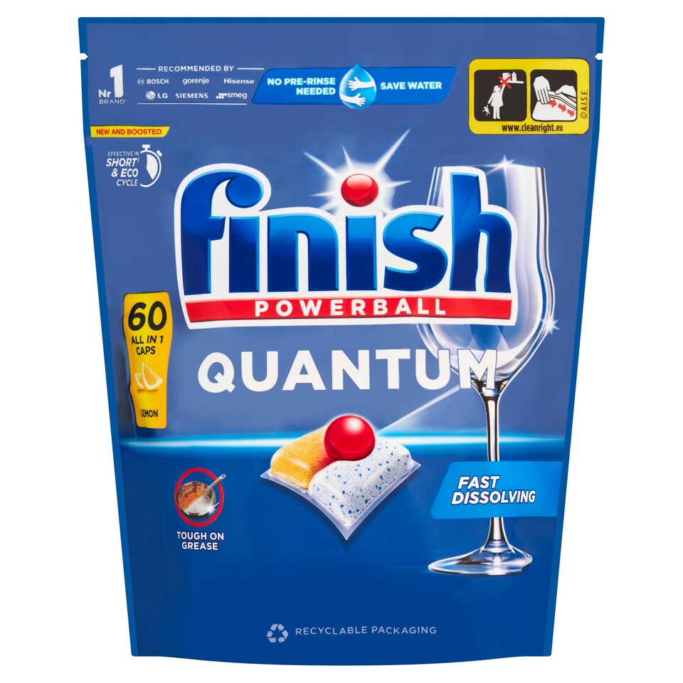 obrázok 1 z Finish Powerball Quantum All in 1 Lemon kapsuly do umývačky riadu 60 ks 624 g