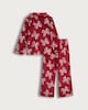 image 4 of F&F Girls Fleece Bow Print Revere Shirt and Trousers Pyjamas in Burgundy