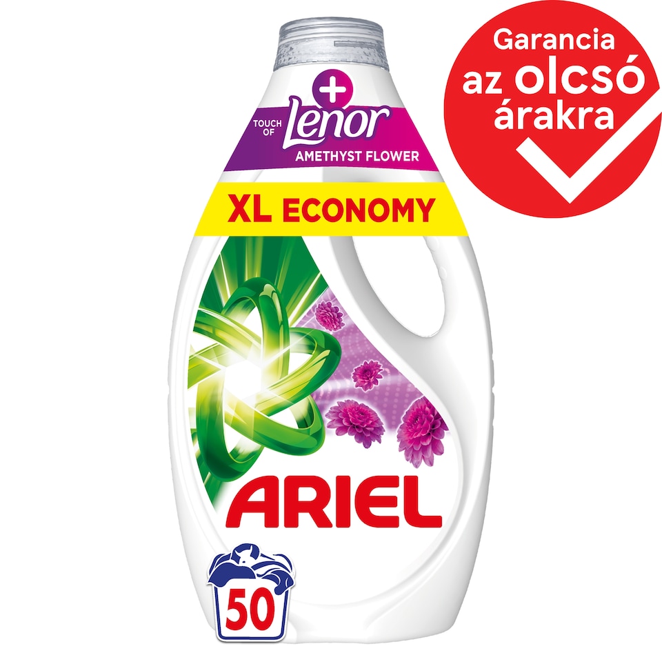 Ariel Folyékony Mosószer, 50 Mosáshoz, + Touch Of Lenor Amethyst Flower  1. kép