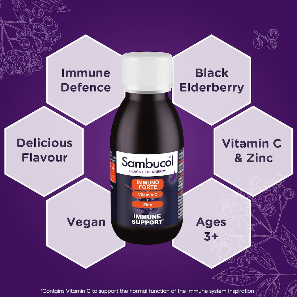 image 1 of Sambucol Black Elderberry Immuno Forte Liquid Syrup - Berry 120ml