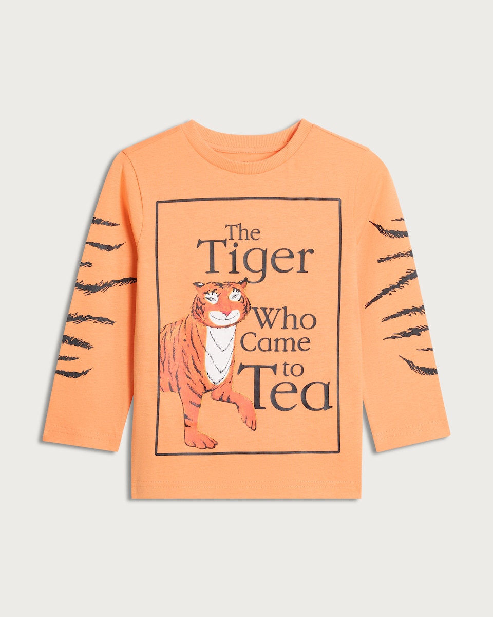 image 1 of The Tiger Who Came to Tea Long Sleeved Top in Orange