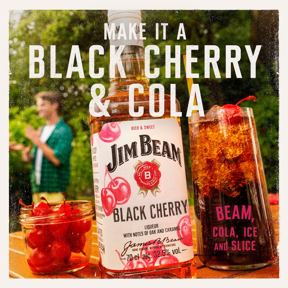 image 1 of Jim Beam Black Cherry Liqueur infused with Kentucky Straight Bourbon.