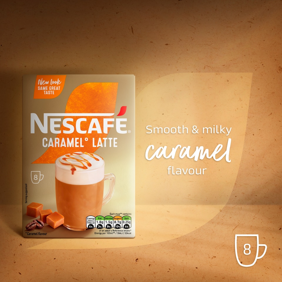 image 1 of Nescafe Gold Caramel Latte Coffee Sachets 8x17g