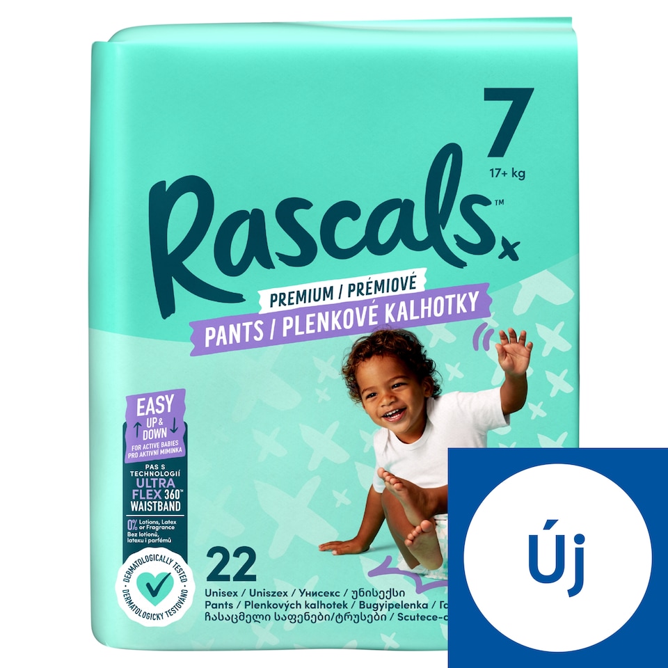 Rascals Premium bugyipelenka, méret: 7, 17+ kg, 22 db  1. kép