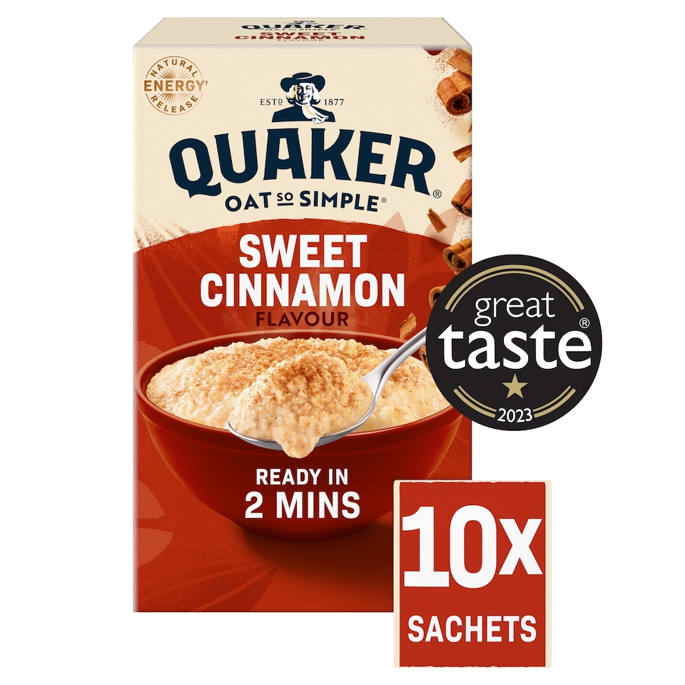 image 1 of Quaker Oat So Simple Sweet Cinnamon Porridge Sachets 10x33g