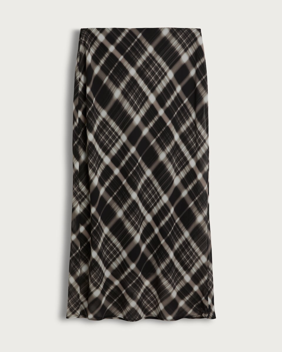 F&F Check Print Midi Skirt in Multi Black White