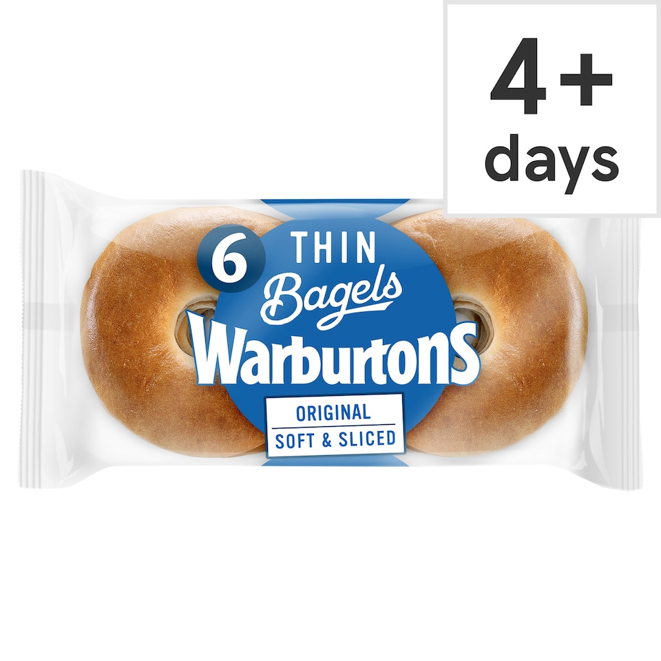 Warburtons Thin Plain Bagels 6 Pack