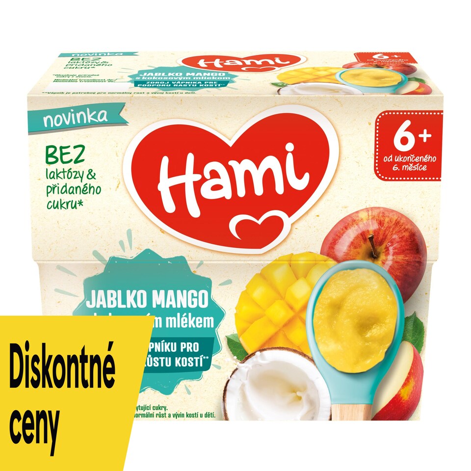 image 1 of HAMI Fruit Baby Food Apple Mango with Coconut Milk 4x95g