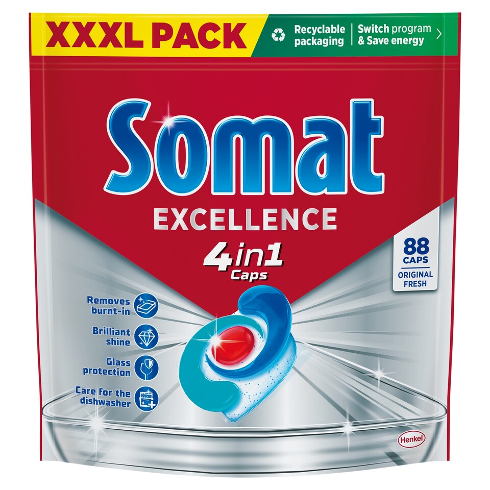 Somat Excellence Original Fresh 4in1 Dishwasher Detergent Capsules 88 pcs 1592,8 g