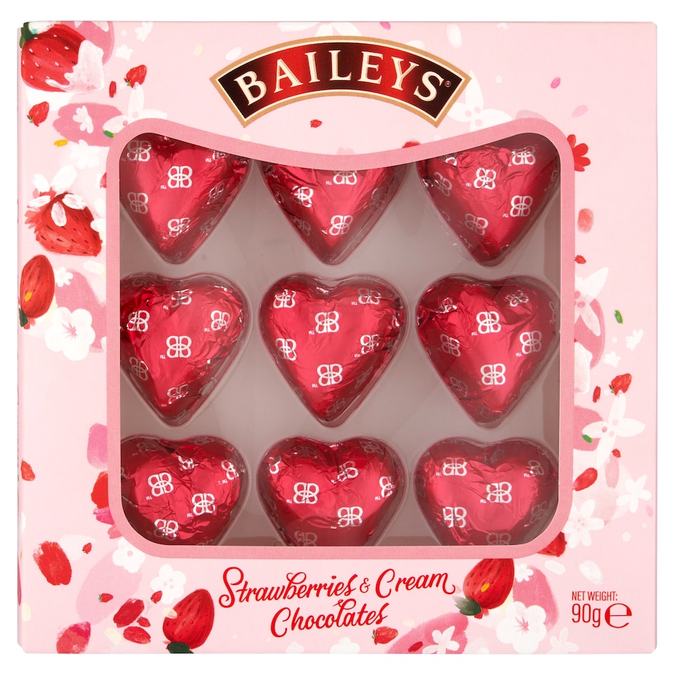 Baileys Strawberries Cream Hearts Baileys likőrös trüffelkrémmel töltött csokoládé szívek 90 g