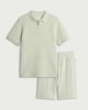 image 4 of F&F Boys 2-Piece Cotton Rich Textured Polo Shirt and Shorts Set in Mint