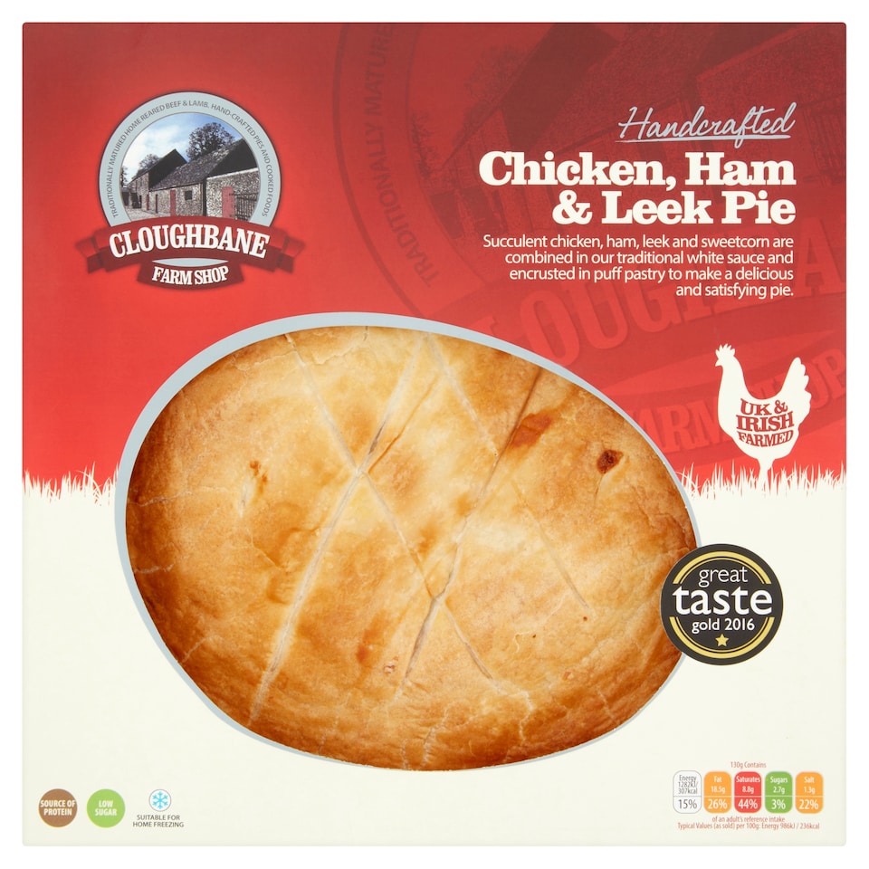 Cloughbane Farm Chicken, Ham Leek Pie 650G