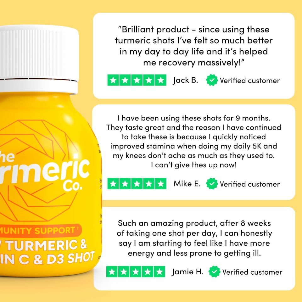 image 1 of The Turmeric Co Raw Turmeric Vitamin C&D3 60ml 3 x multipack