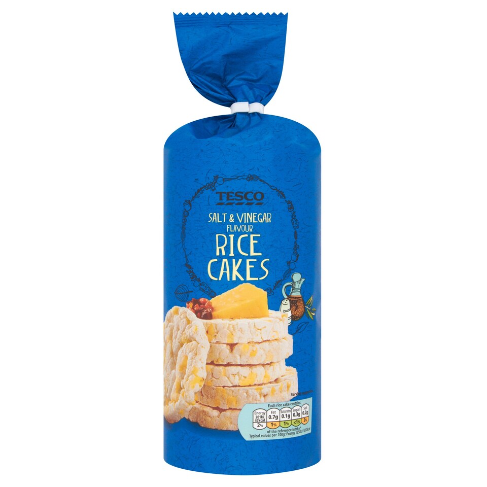 Tesco Rice Cakes Salt And Vinegar Flavoured 145G