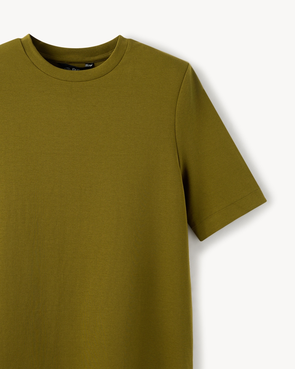 image 1 of F&F Cotton Rich Shoulder Pad T-Shirt in Olive