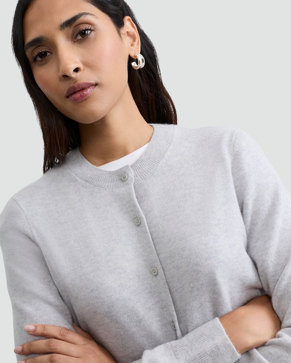 image 1 of F&F Premium Pure Cashmere Button Up Cardigan in Grey
