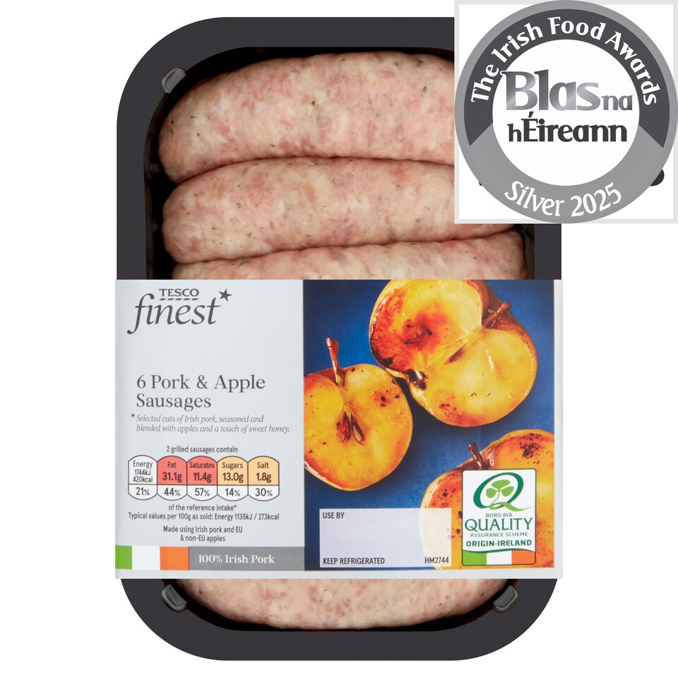 Tesco Finest* 6 Irish Pork And Apple Sausages 454G