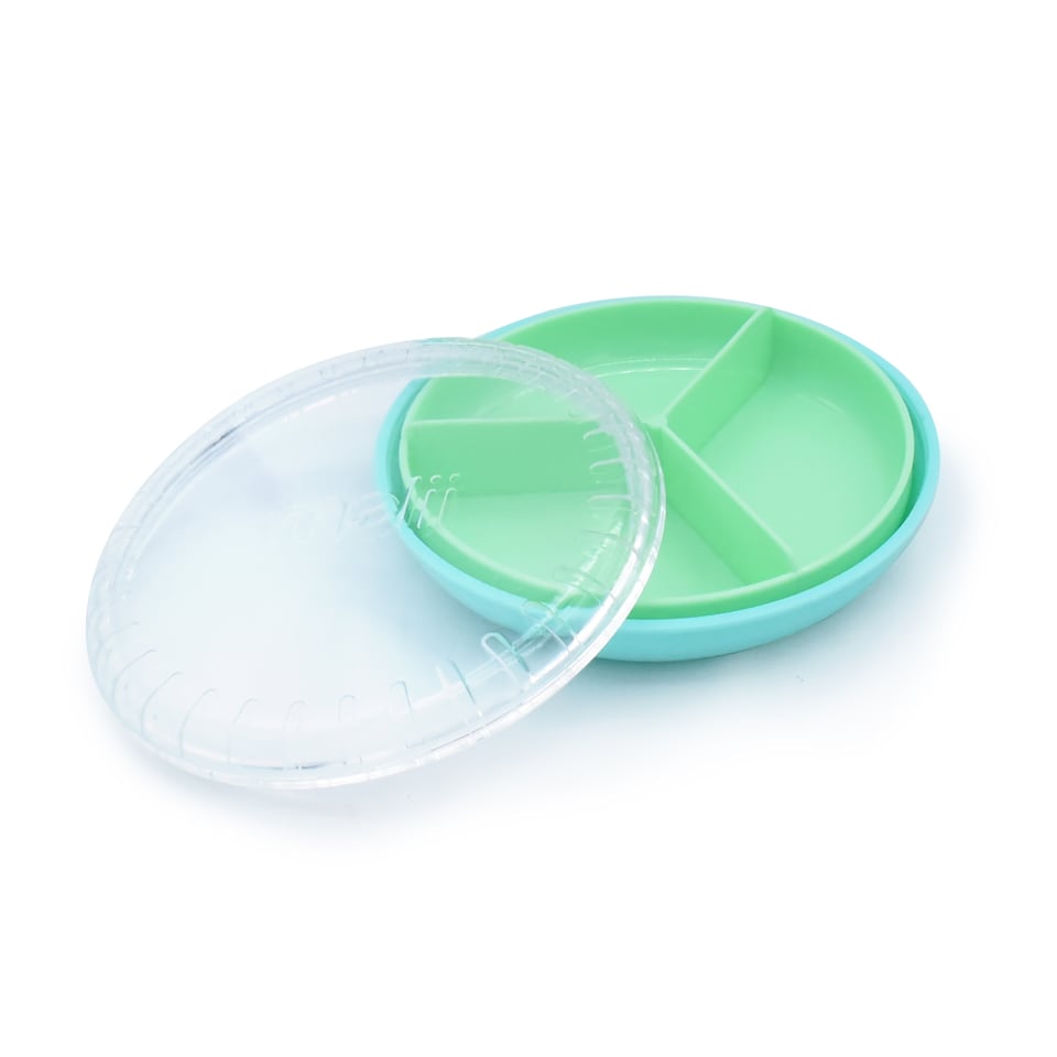 image 1 of Melii 3 Compartment Spin Snack Container Assorted Colours