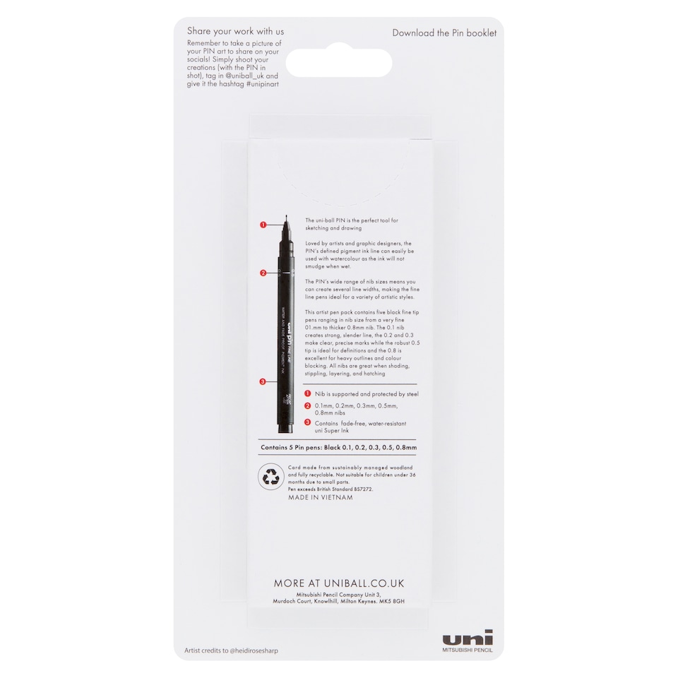 image 1 of Uniball Fineliners Assorted Nibs 5 Pack