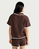 image 4 of F&F Pure Cotton Embroidered Revere Short Pyjama Set in Brown
