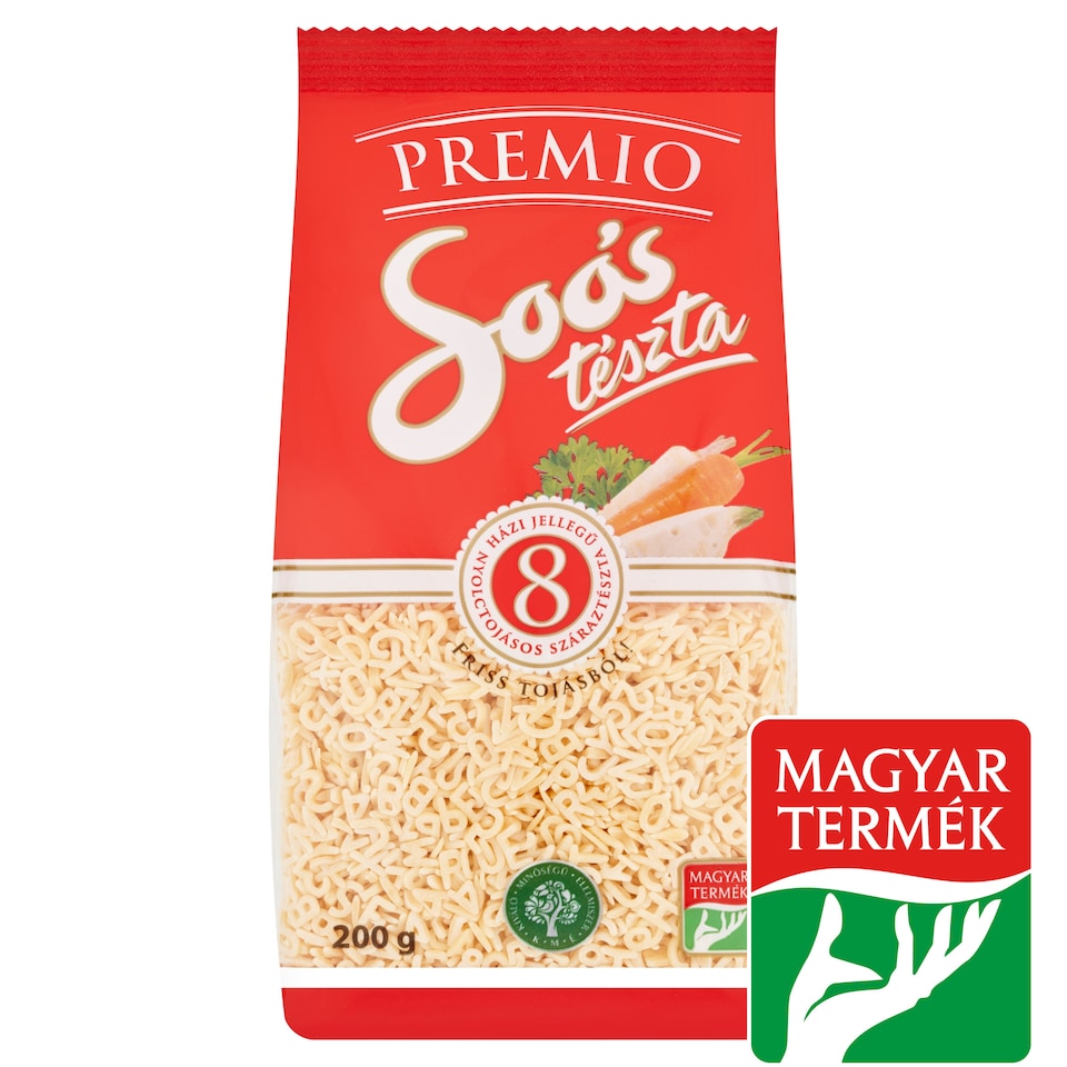 Soós Premio betű házi jellegű 8 tojásos száraztészta 200 g