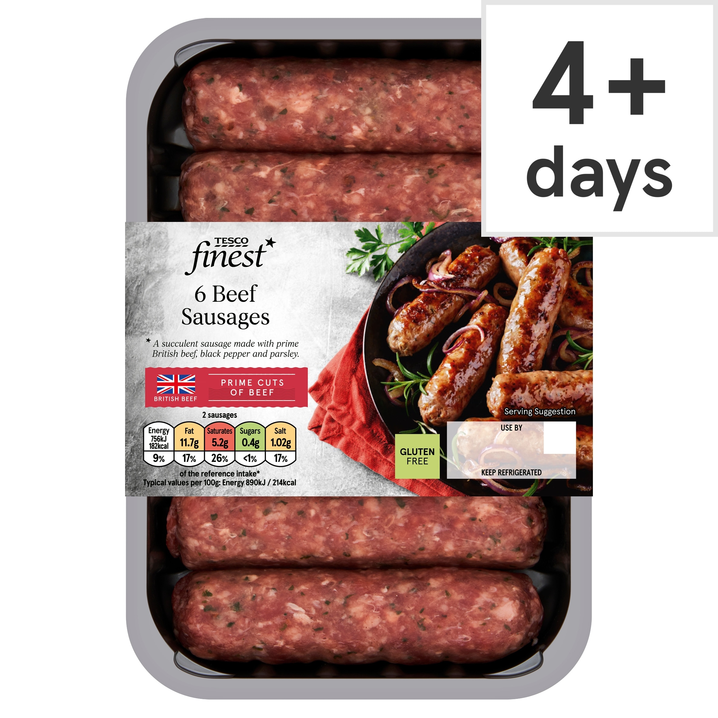 Tesco Finest 6 British Beef Sausages 340g