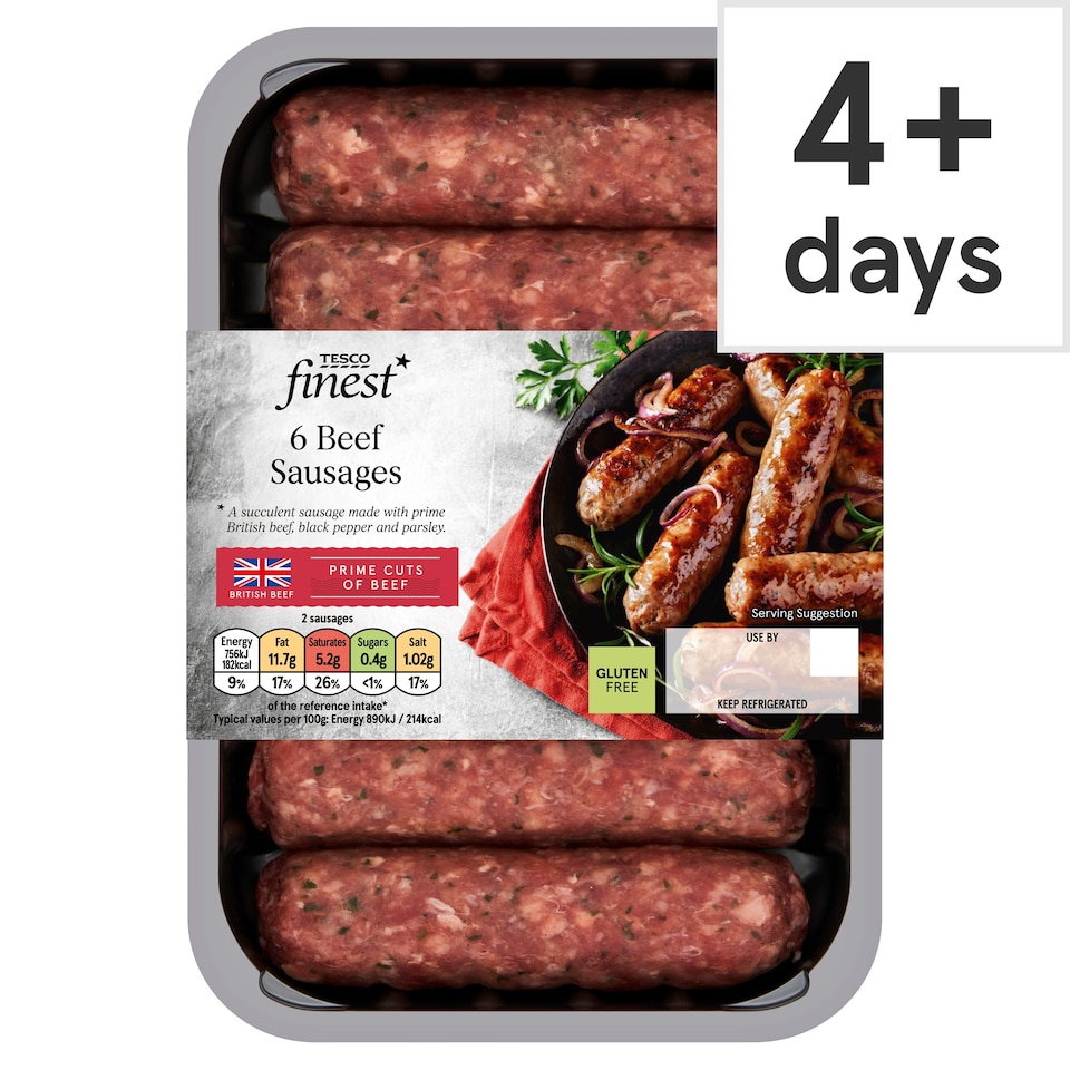 Tesco Finest 6 British Beef Sausages 340g