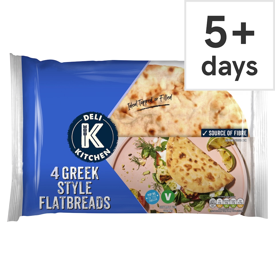 Deli Kitchen Greek Style Plain Flatbreads 4 Pack 320g
