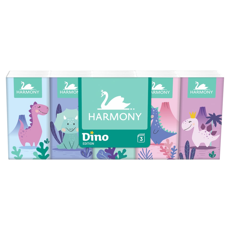 Harmony Dino papírové kapesníky 3 vrstvy 10 x 10 ks