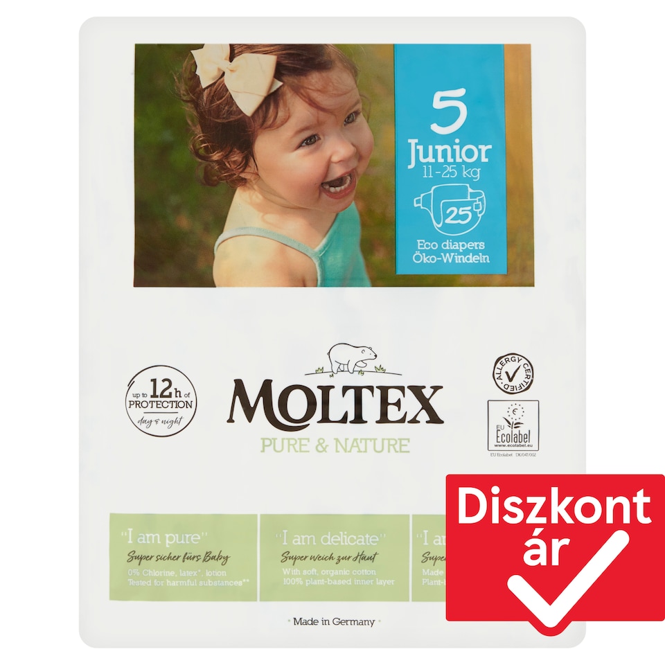 Moltex Pure & Nature ÖKO nadrágpelenka méret: 5 Junior, 11-25 kg, 25 db