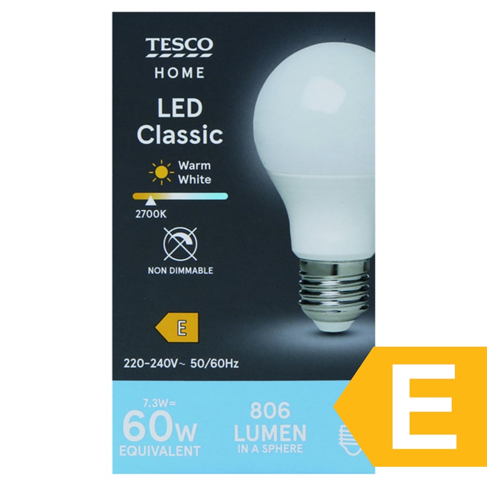 obrázok 1 z Tesco Home LED žiarovka 7,3W E27 teplé biele svetlo 1 ks