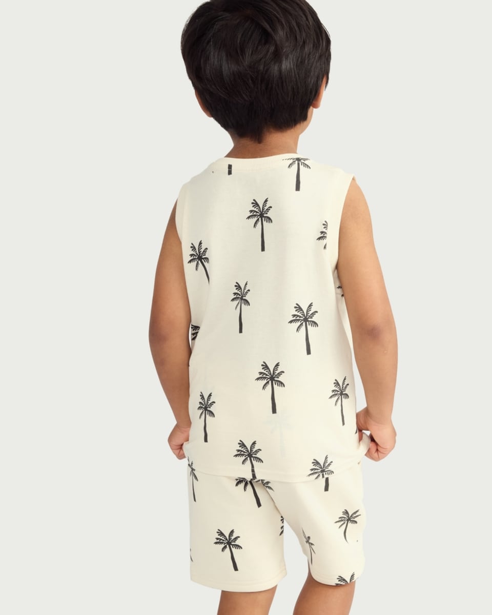 image 1 of F&F Boys 3-Pack Pure Cotton Printed Vests in Stone