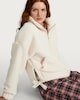 image 1 of F&F Textured Fleece Zip Up Pyjama Top in Cream