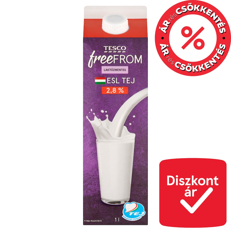 Tesco Free From Lactose-Free ESL Milk 2,8% 1 l