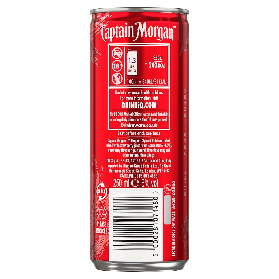 image 1 of Captain Morgan Strawberry Daiquiri Premixed Can 5% Vol 250ml